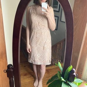 Blush pink and white lace dress